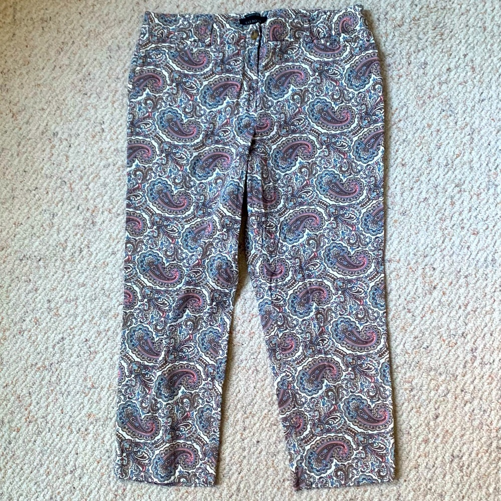 Talbots The Perfect Crop - Blue and Pink Paisley Capri Ankle Pants